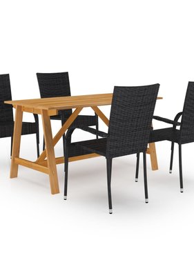 VidaXL 5-delige Tuinset zwart