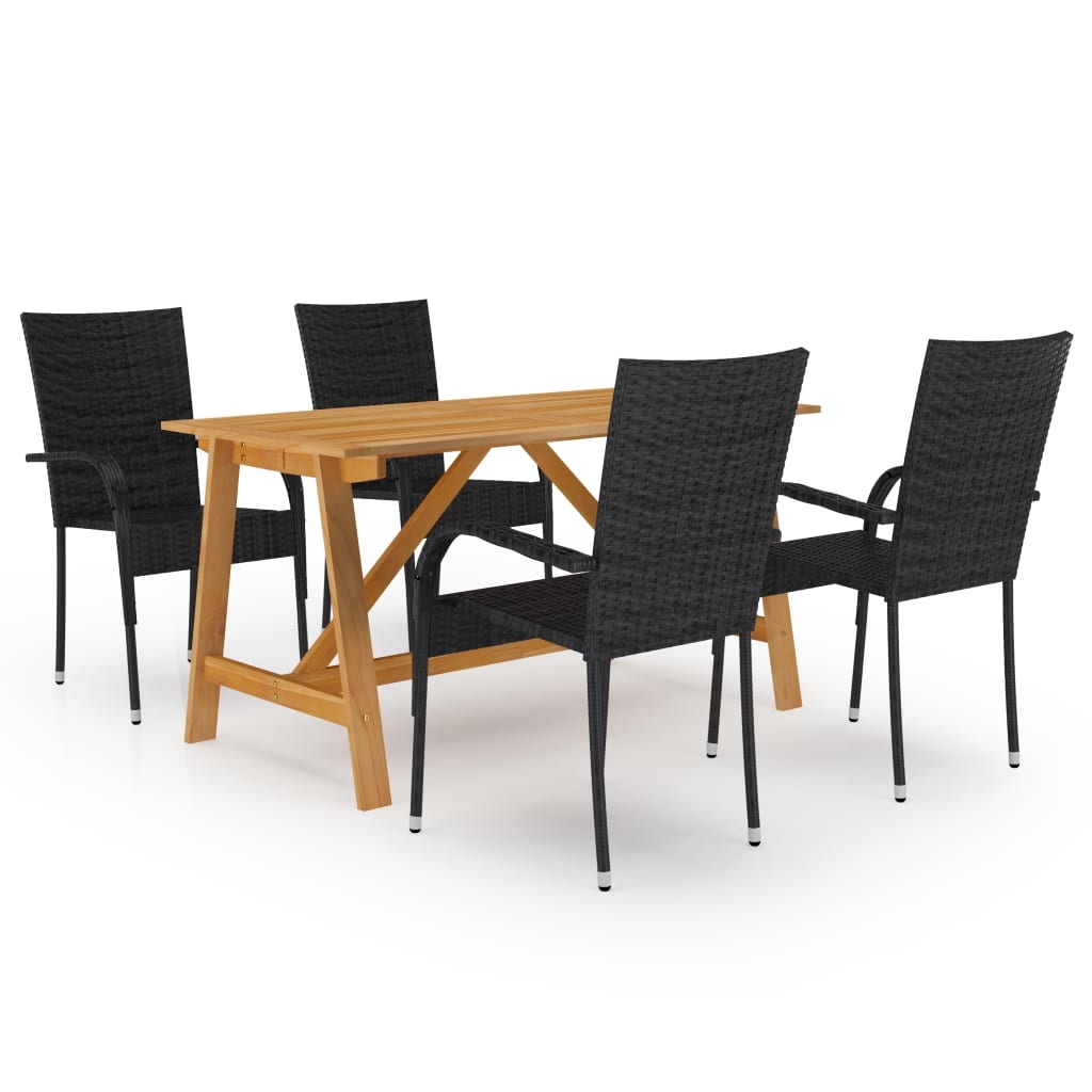 VidaXL 5-delige Tuinset zwart
