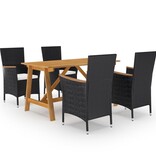 VidaXL 5-delige Tuinset zwart