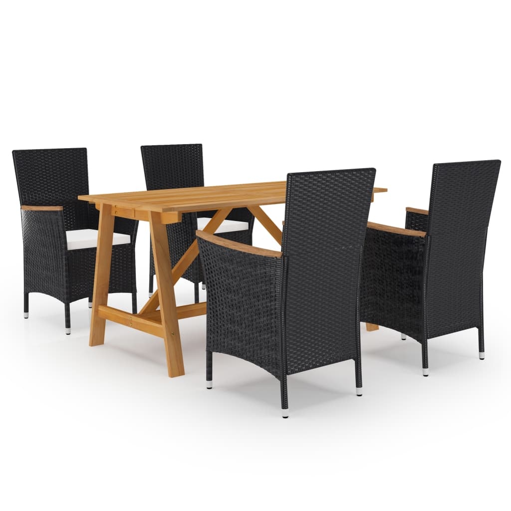 VidaXL 5-delige Tuinset zwart