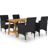 VidaXL 5-delige Tuinset zwart