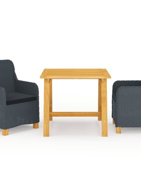 VidaXL 3-delige Tuinset donkergrijs