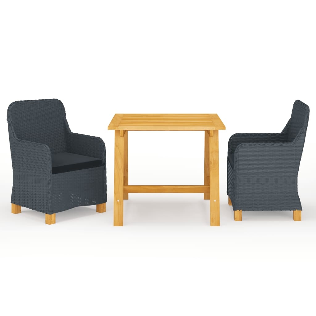 VidaXL 3-delige Tuinset donkergrijs