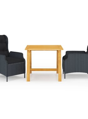 VidaXL 3-delige Tuinset donkergrijs