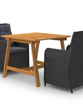 VidaXL 3-delige Tuinset zwart
