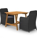 VidaXL 3-delige Tuinset zwart