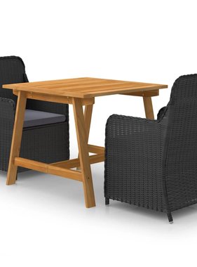 VidaXL 3-delige Tuinset zwart
