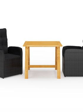 VidaXL 3-delige Tuinset zwart