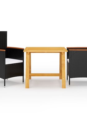 VidaXL 3-delige Tuinset zwart