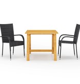 VidaXL 3-delige Tuinset zwart