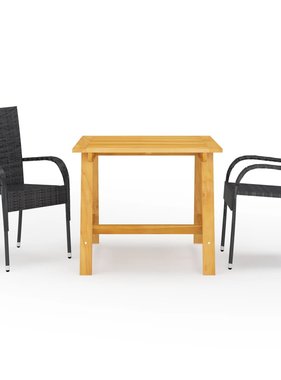 VidaXL 3-delige Tuinset zwart