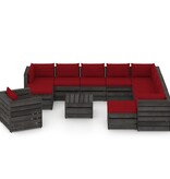 VidaXL 12-delige Loungeset met kussens grijs geïmpregneerd hout