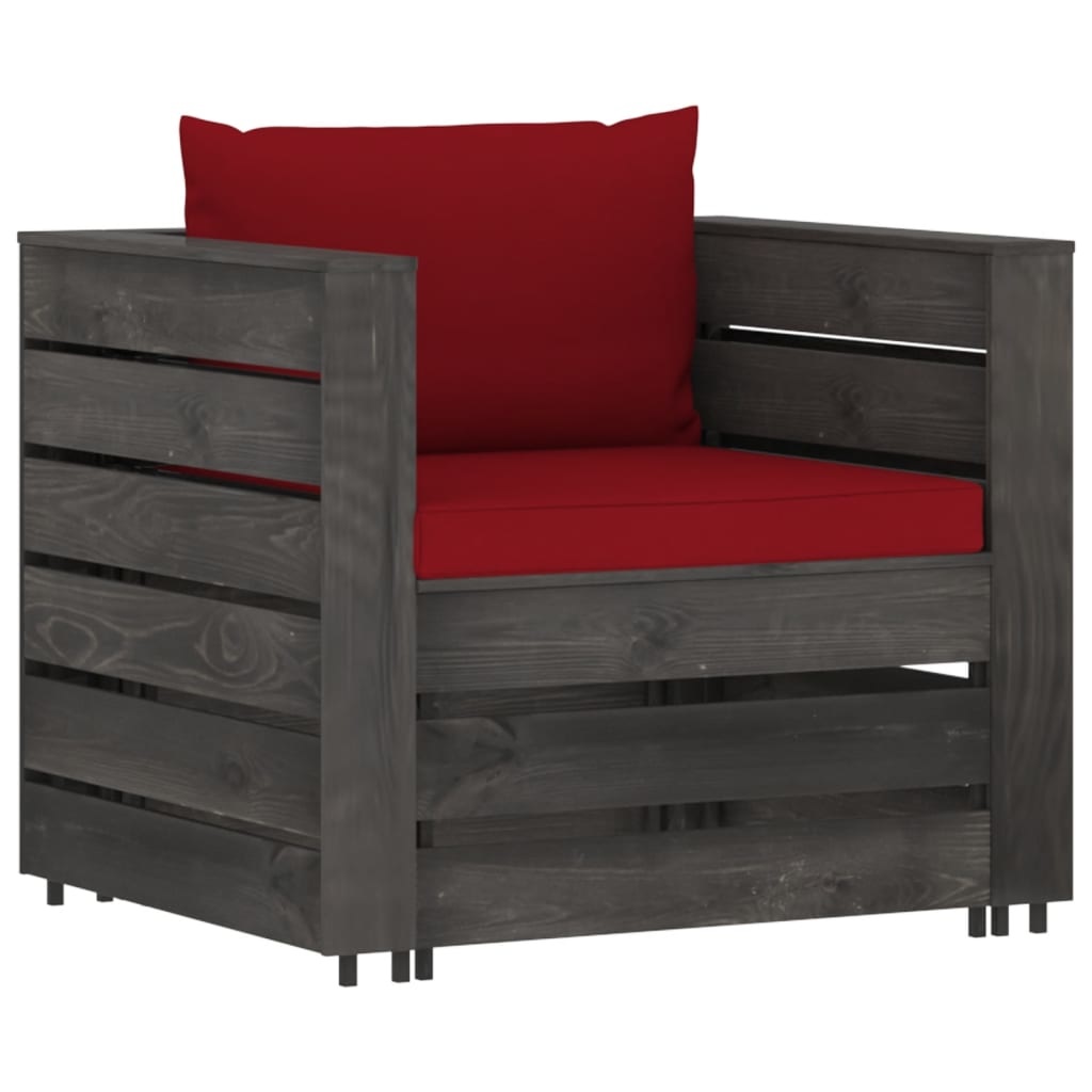 VidaXL 12-delige Loungeset met kussens grijs geïmpregneerd hout