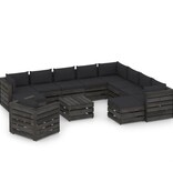 VidaXL 12-delige Loungeset met kussens grijs geïmpregneerd hout
