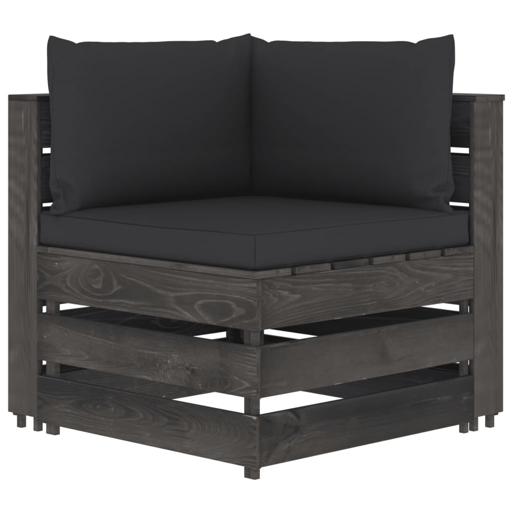 VidaXL 12-delige Loungeset met kussens grijs geïmpregneerd hout