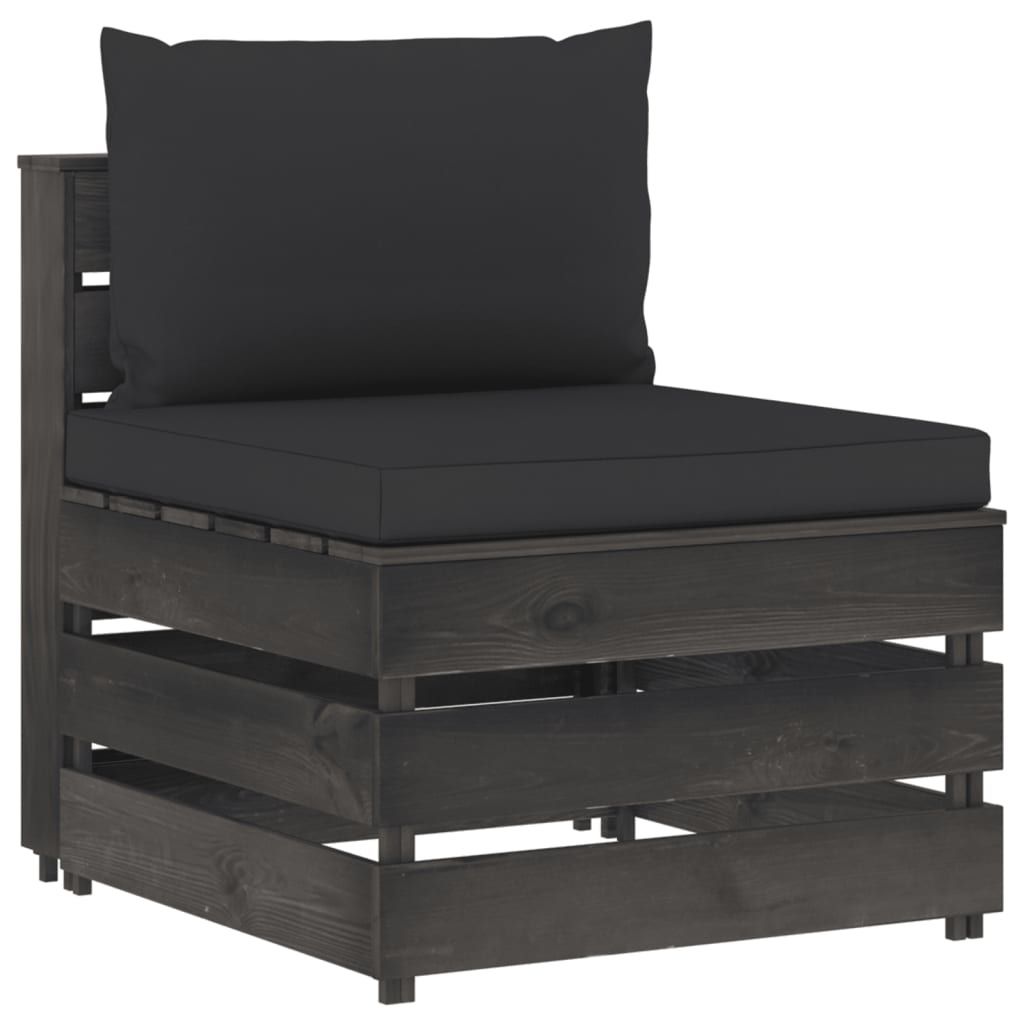 VidaXL 12-delige Loungeset met kussens grijs geïmpregneerd hout