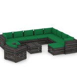 VidaXL 12-delige Loungeset met kussens grijs geïmpregneerd hout