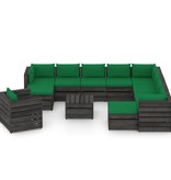 VidaXL 12-delige Loungeset met kussens grijs geïmpregneerd hout