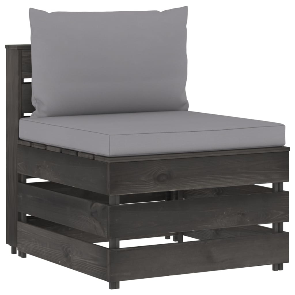 VidaXL 12-delige Loungeset met kussens grijs geïmpregneerd hout
