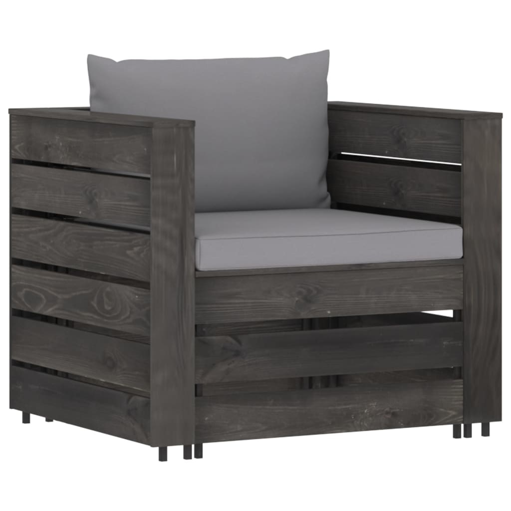 VidaXL 12-delige Loungeset met kussens grijs geïmpregneerd hout
