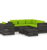 vidaXL 8-delige Loungeset met kussens grijs geïmpregneerd hout