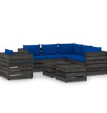 VidaXL 8-delige Loungeset met kussens grijs geïmpregneerd hout