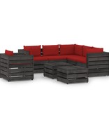 VidaXL 8-delige Loungeset met kussens grijs geïmpregneerd hout