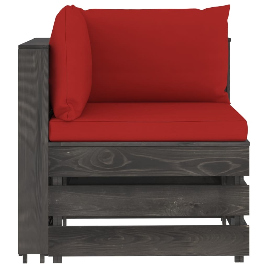 VidaXL 8-delige Loungeset met kussens grijs geïmpregneerd hout