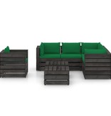 VidaXL 8-delige Loungeset met kussens grijs geïmpregneerd hout