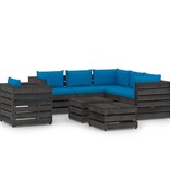 vidaXL 8-delige Loungeset met kussens grijs geïmpregneerd hout