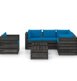 VidaXL 8-delige Loungeset met kussens grijs geïmpregneerd hout