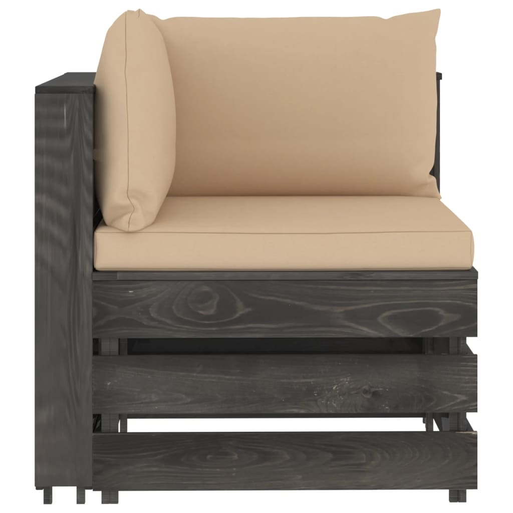 VidaXL 8-delige Loungeset met kussens grijs geïmpregneerd hout