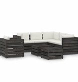 vidaXL 8-delige Loungeset met kussens grijs geïmpregneerd hout