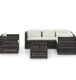 VidaXL 8-delige Loungeset met kussens grijs geïmpregneerd hout
