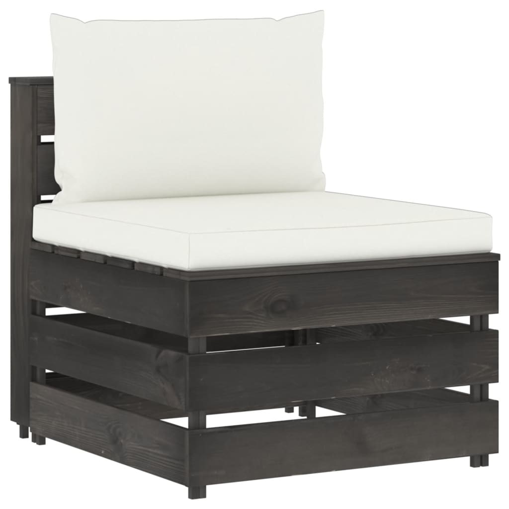 VidaXL 8-delige Loungeset met kussens grijs geïmpregneerd hout