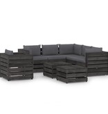 VidaXL 8-delige Loungeset met kussens grijs geïmpregneerd hout