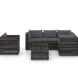 VidaXL 8-delige Loungeset met kussens grijs geïmpregneerd hout