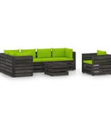 VidaXL 7-delige Loungeset met kussens grijs geïmpregneerd hout