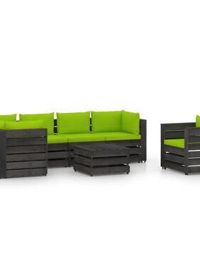 VidaXL 7-delige Loungeset met kussens grijs geïmpregneerd hout
