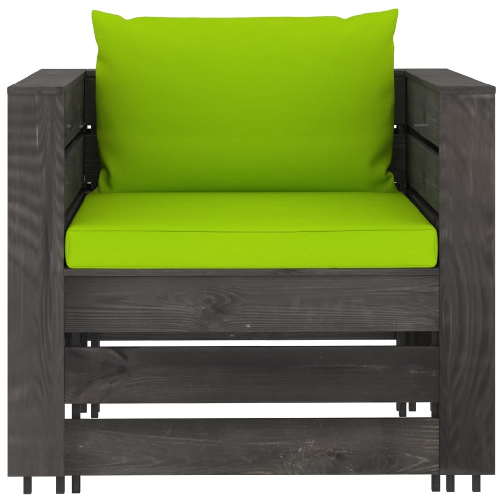 VidaXL 7-delige Loungeset met kussens grijs geïmpregneerd hout