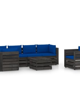 VidaXL 7-delige Loungeset met kussens grijs geïmpregneerd hout