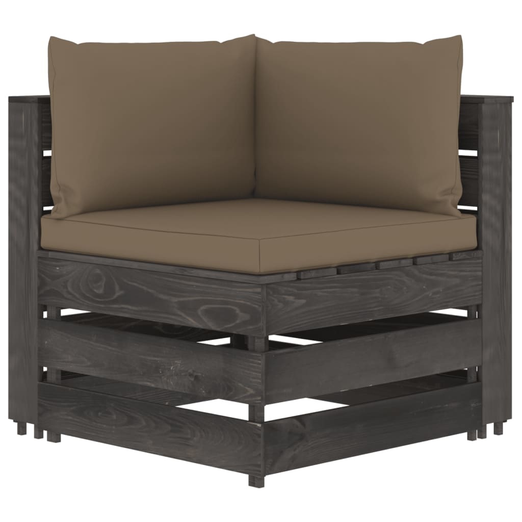 VidaXL 7-delige Loungeset met kussens grijs geïmpregneerd hout