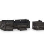 VidaXL 7-delige Loungeset met kussens grijs geïmpregneerd hout