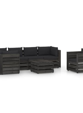 VidaXL 7-delige Loungeset met kussens grijs geïmpregneerd hout