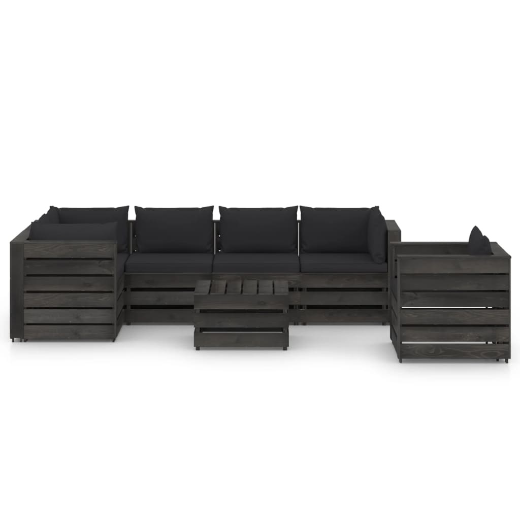 VidaXL 7-delige Loungeset met kussens grijs geïmpregneerd hout