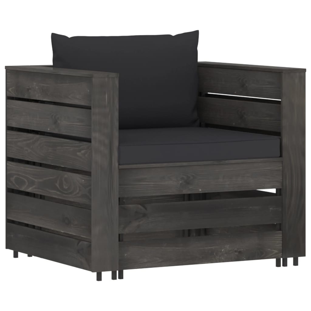 VidaXL 7-delige Loungeset met kussens grijs geïmpregneerd hout