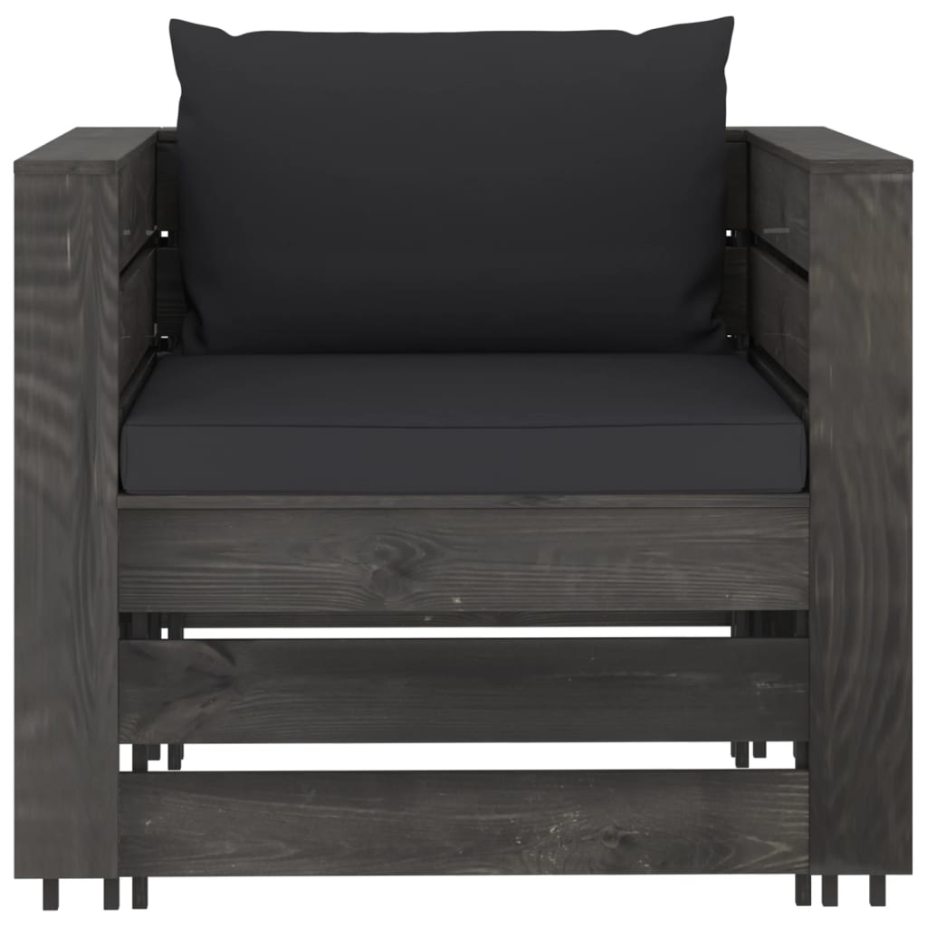 VidaXL 7-delige Loungeset met kussens grijs geïmpregneerd hout