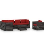 VidaXL 7-delige Loungeset met kussens grijs geïmpregneerd hout