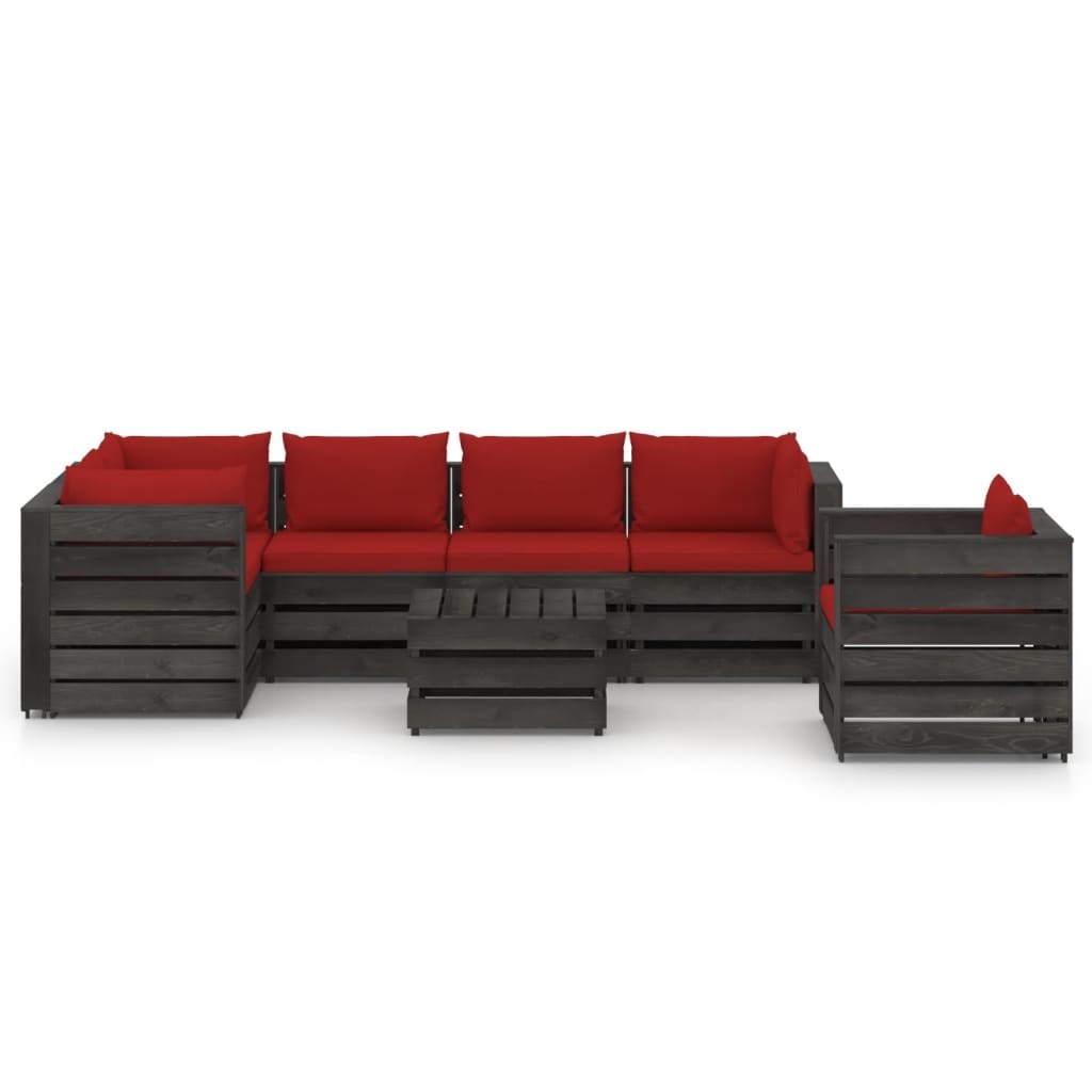 VidaXL 7-delige Loungeset met kussens grijs geïmpregneerd hout