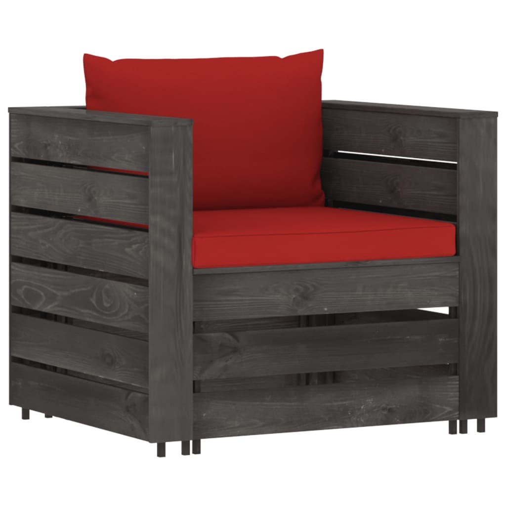 VidaXL 7-delige Loungeset met kussens grijs geïmpregneerd hout